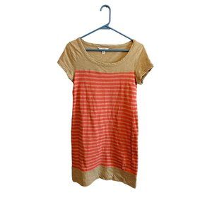 Banana Republic Coral Striped Short Sleeve Knee Length Dress 100% Cotton RN54023